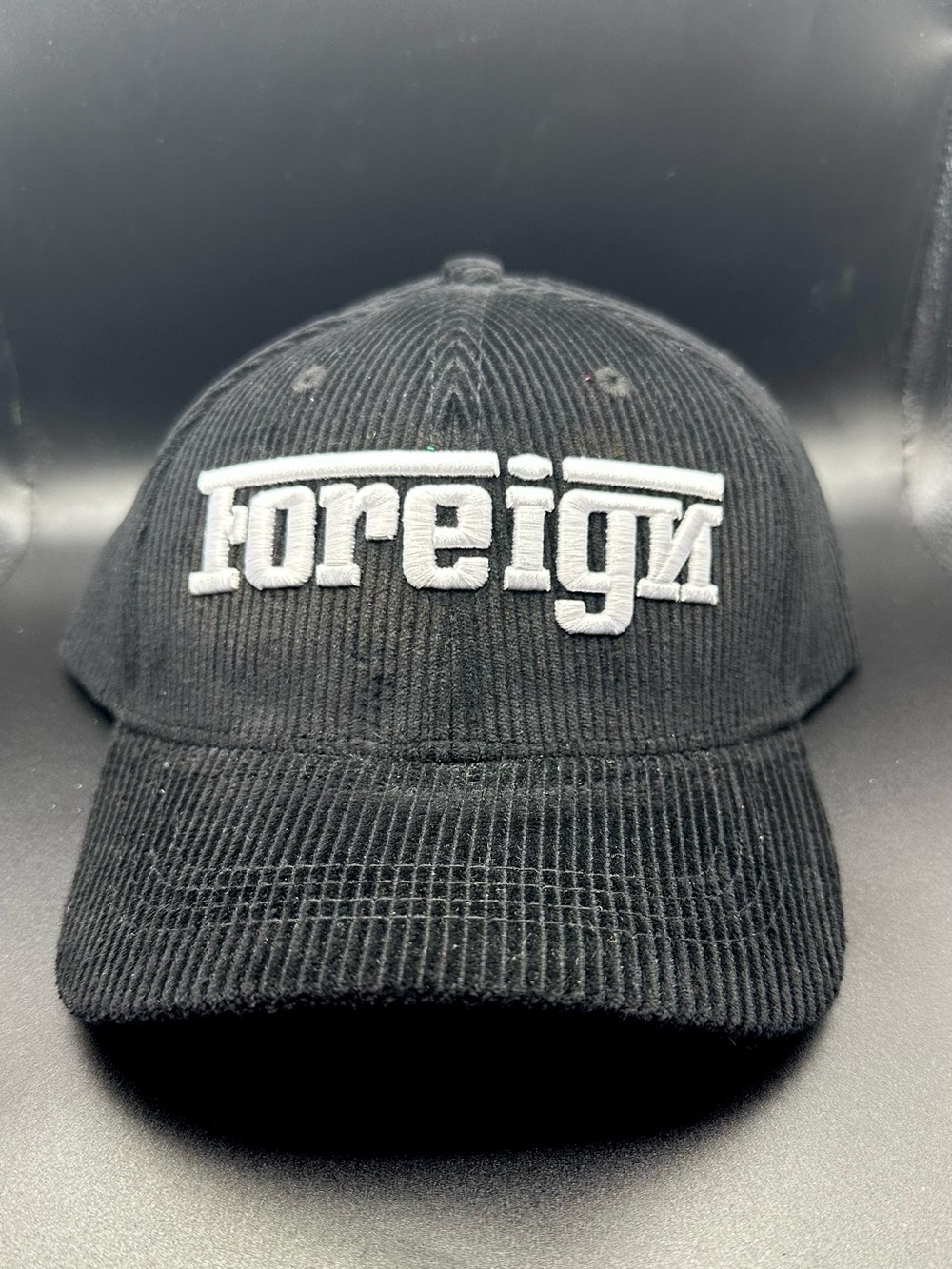 Foreign Corduroy Hat One Size Adjustable Cap Black Strap-back Casual - NWT